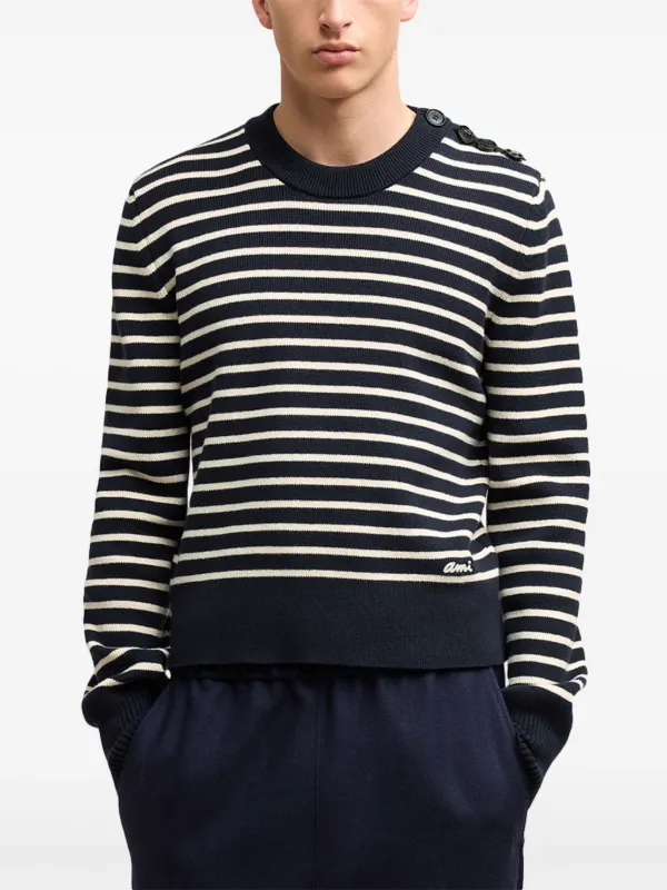 AMI Paris striped-pattern Sweater | Blue | FARFETCH