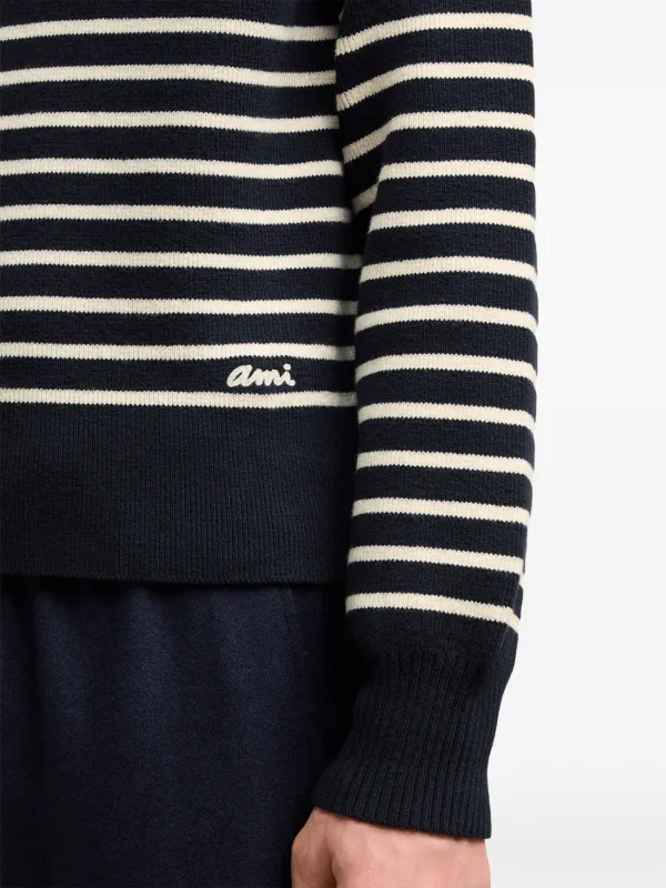 AMI Paris striped-pattern Sweater | Blue | FARFETCH