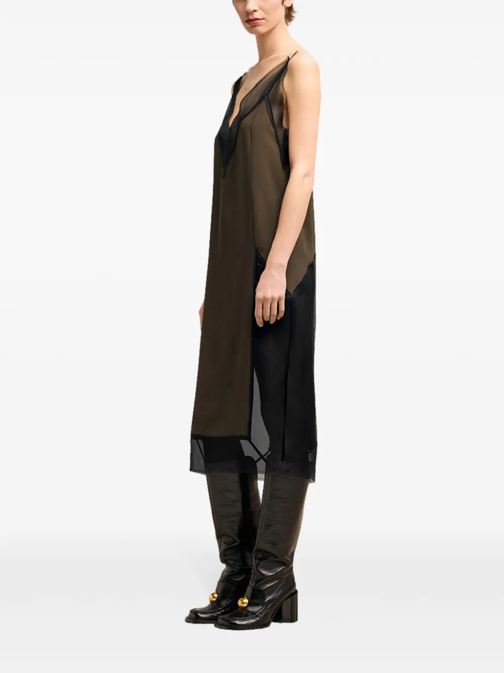 AMI Paris Midi-jurk met smalle band Bruin