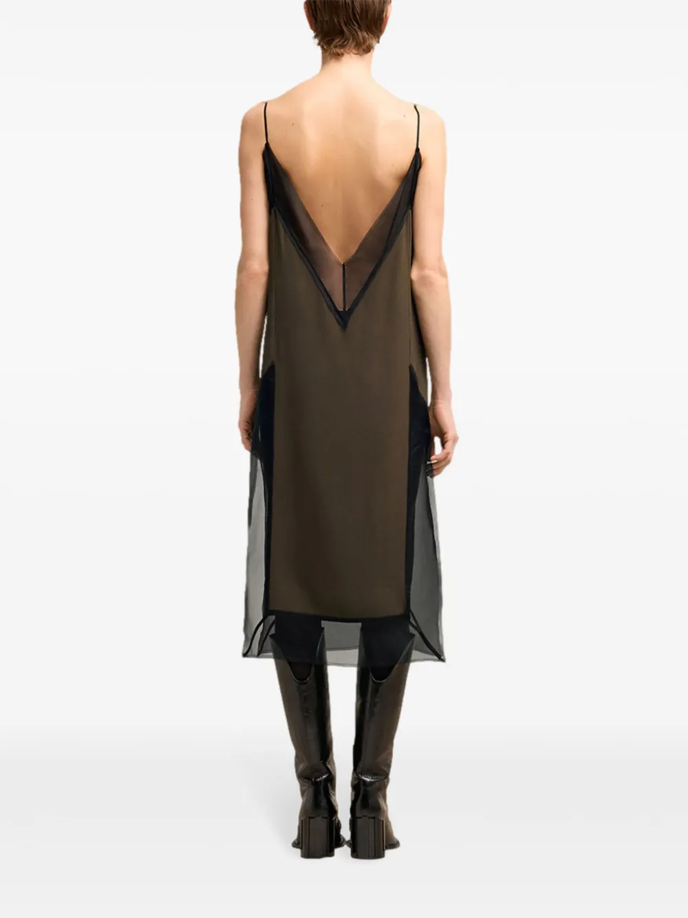 AMI Paris Midi-jurk met smalle band Bruin