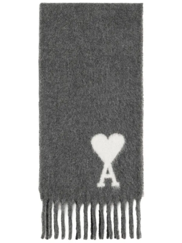 AMI DE COEUR ウール フリンジスカーフ ホワイト