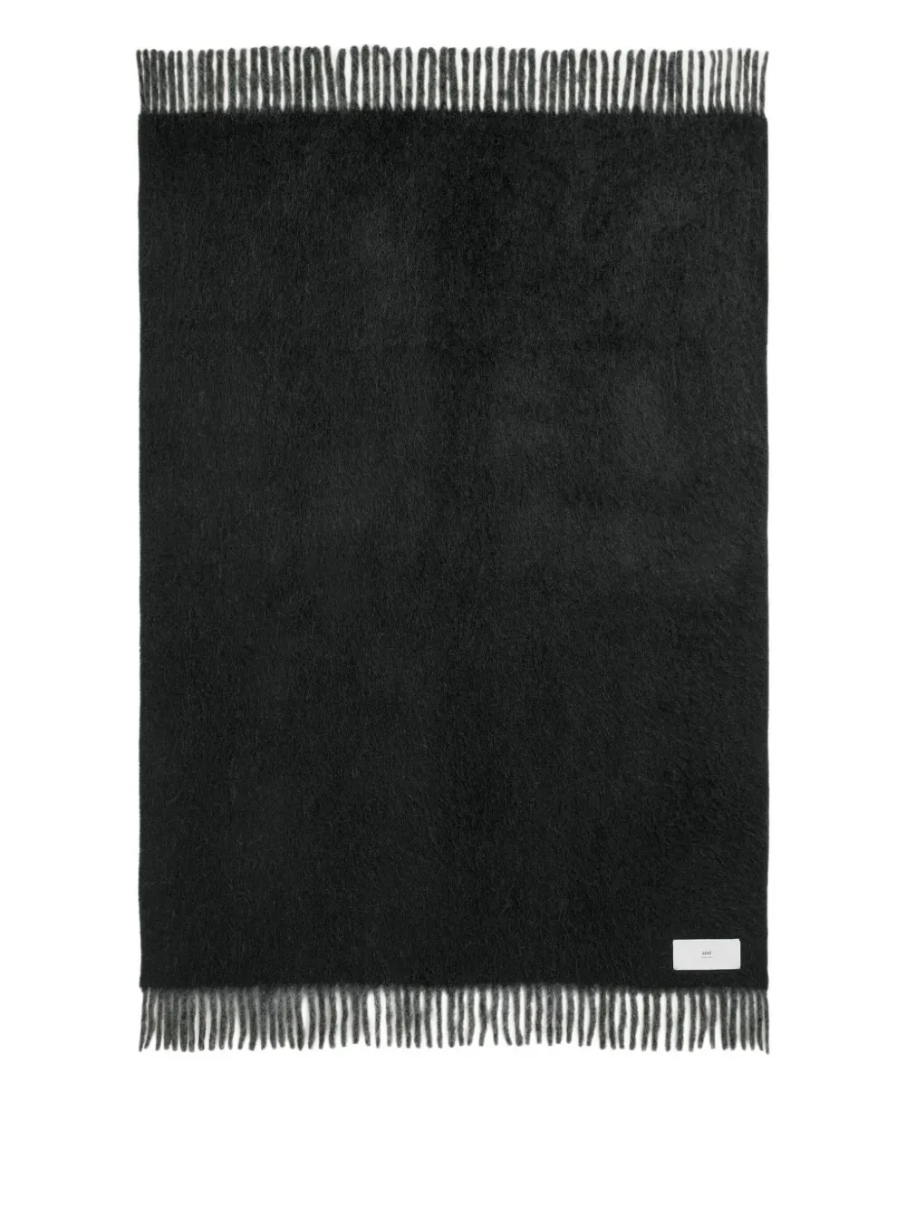 AMI Paris fringe-detail two-tone blanket | Black | Image 1