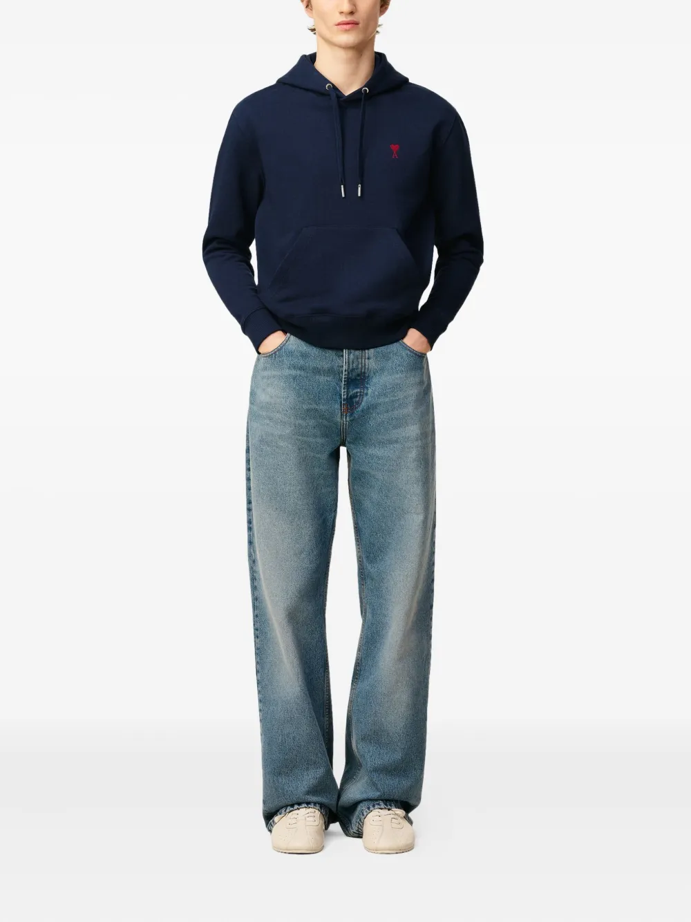 AMI Paris Hoodie met logo Blauw