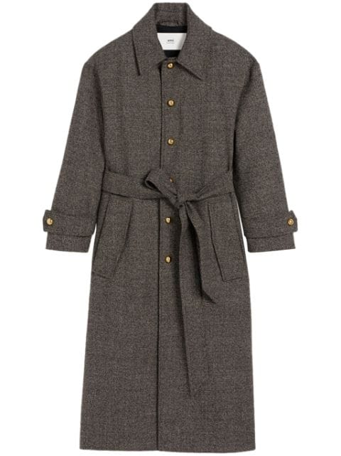 belted high-neck coat 