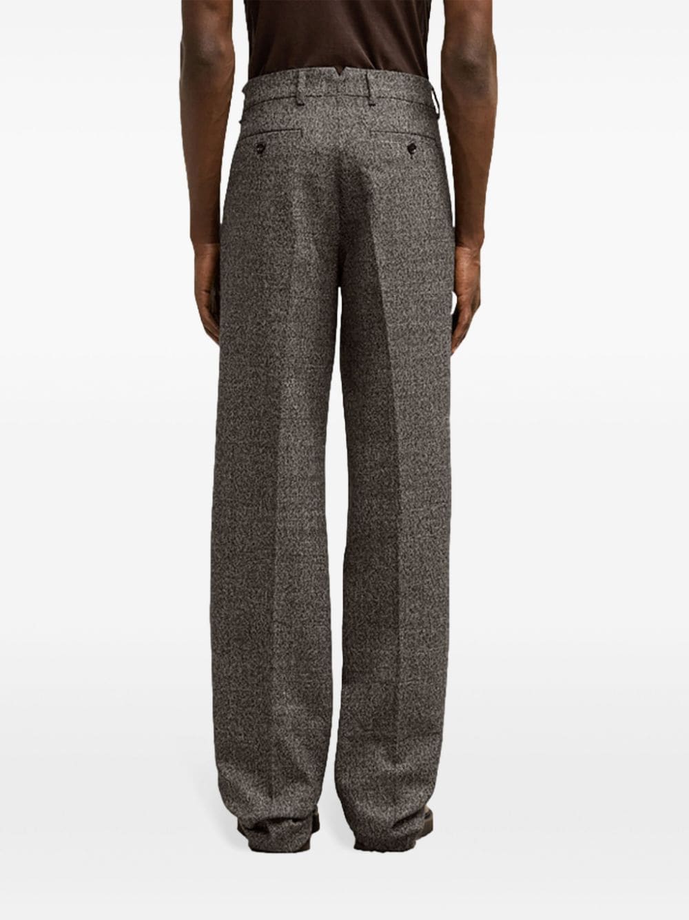 Shop Ami Alexandre Mattiussi Wool-cotton Straight-leg Trousers In Brown