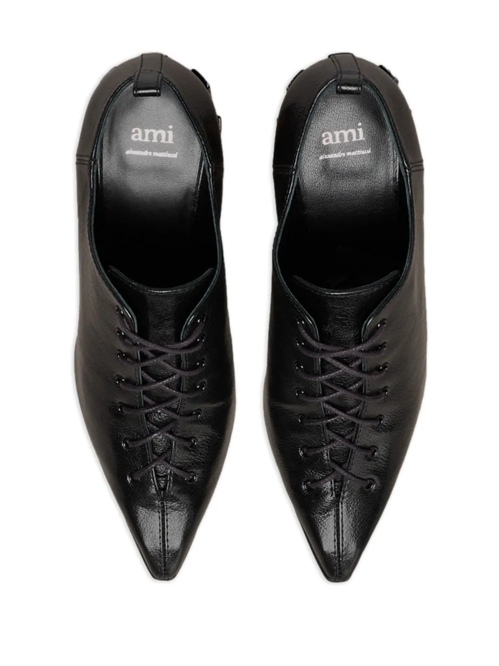 AMI Paris 90mm pointed-toe lace-up pumps Black
