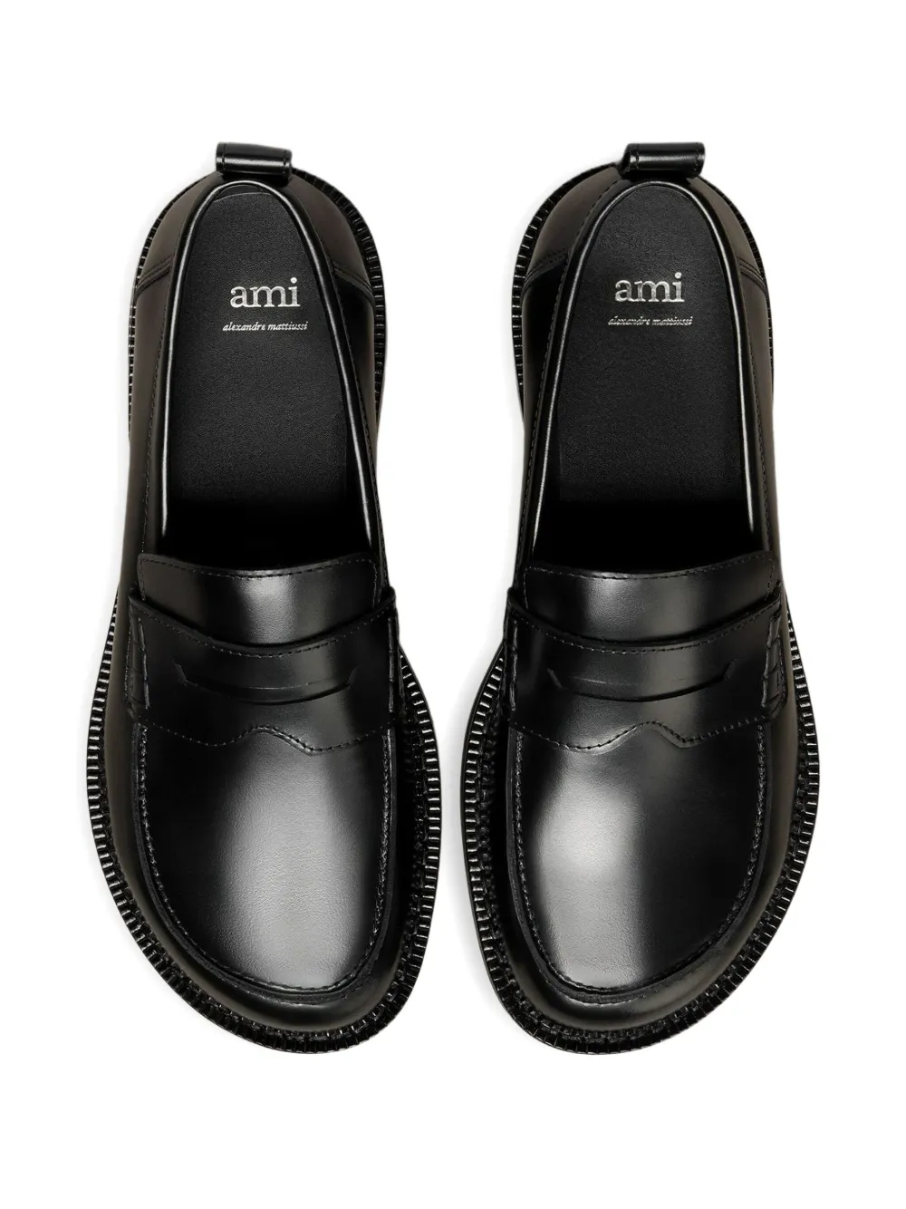 AMI Paris anatomical toe leather loafers Black