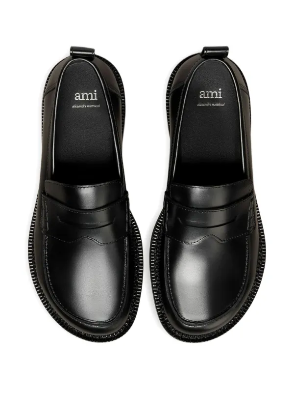 AMI Paris Anatomical Toe Leather Loafers | Black | FARFETCH