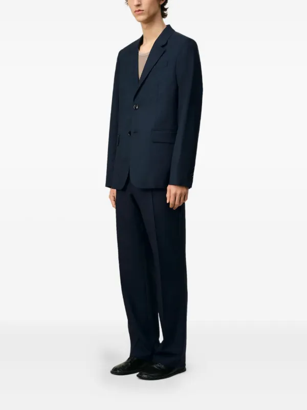 AMI Paris Single Breasted Wool Blazer | Blue | FARFETCH SG