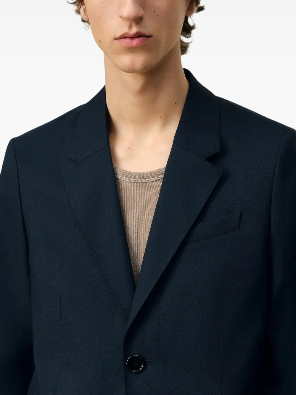 AMI Paris Single Breasted Wool Blazer | Blue | FARFETCH SG