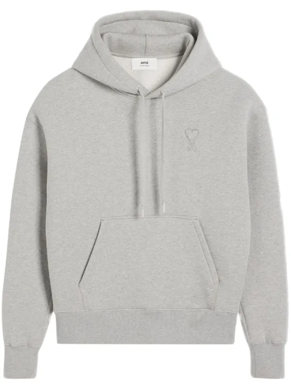 AMI Paris Ami De Coeur Cotton Blend Hoodie Grey FARFETCH LB