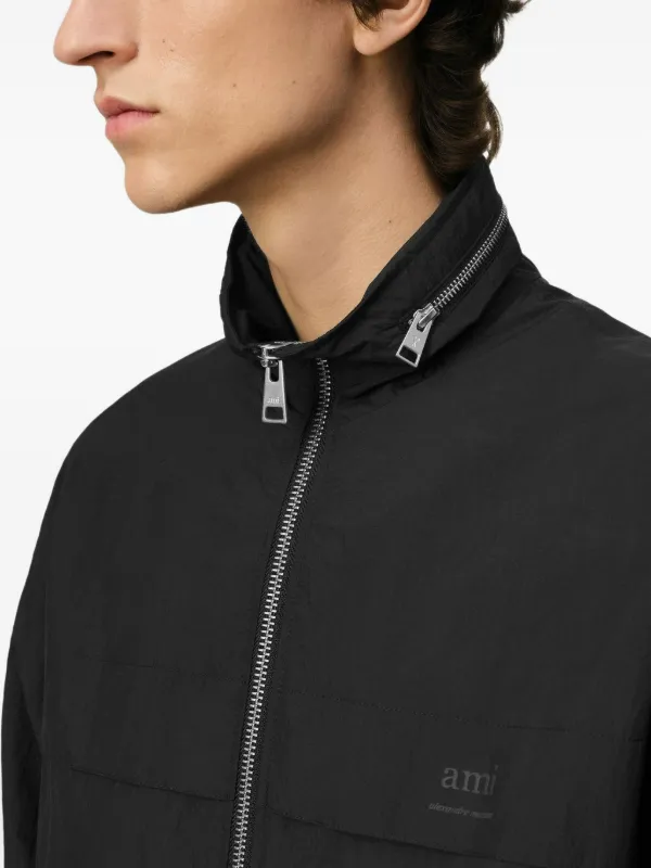AMI Paris logo-print zip-up Windbreaker | Black | FARFETCH