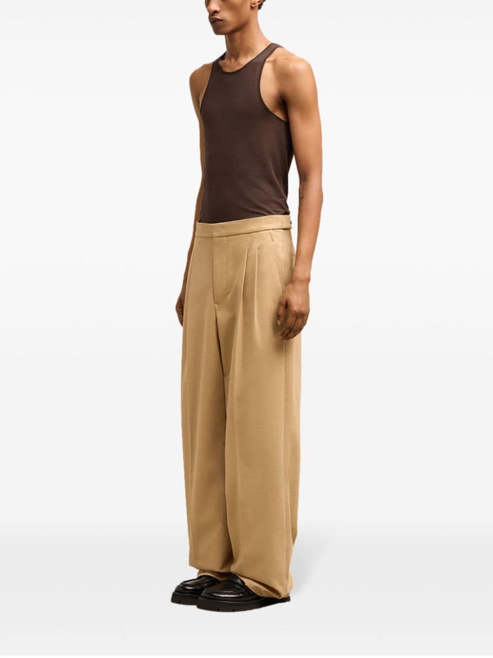 Shop Ami Alexandre Mattiussi Cotton Wide-leg Trousers In Neutrals