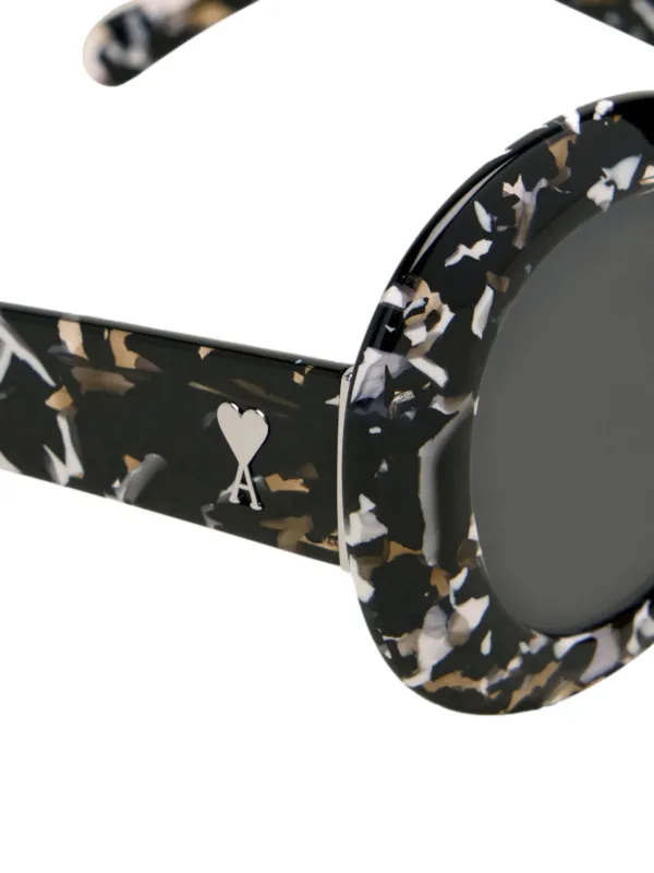 AMI Paris Rounded Tortoiseshell Ami De Coeur Sunglasses | Black
