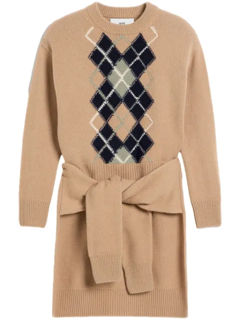 AMI Paris Argyle Double layered jumper