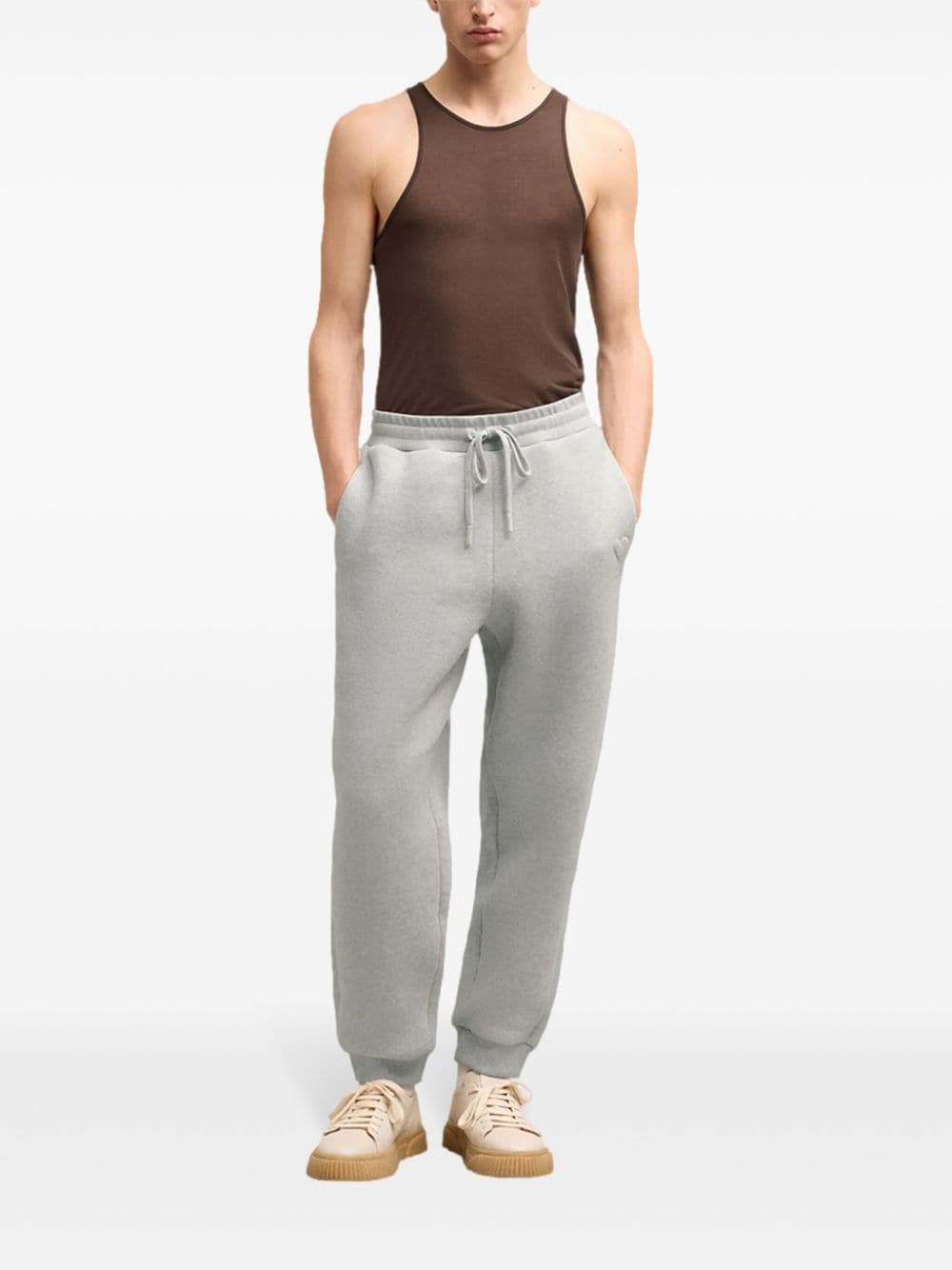 Shop Ami Alexandre Mattiussi Logo-embroidered Track Pants In Grey