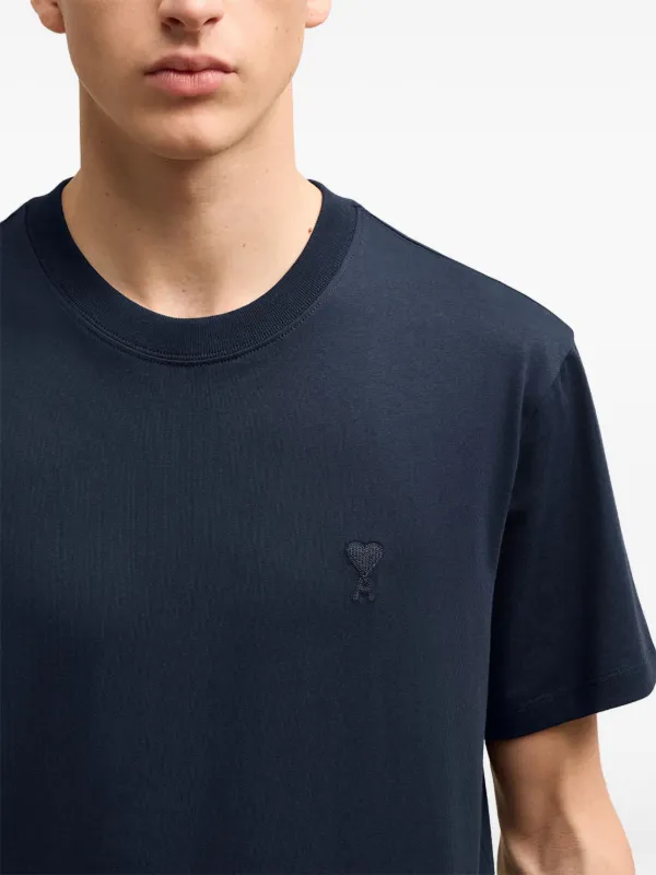 AMI Paris logo-embroidered T-shirt | Blue | FARFETCH AO