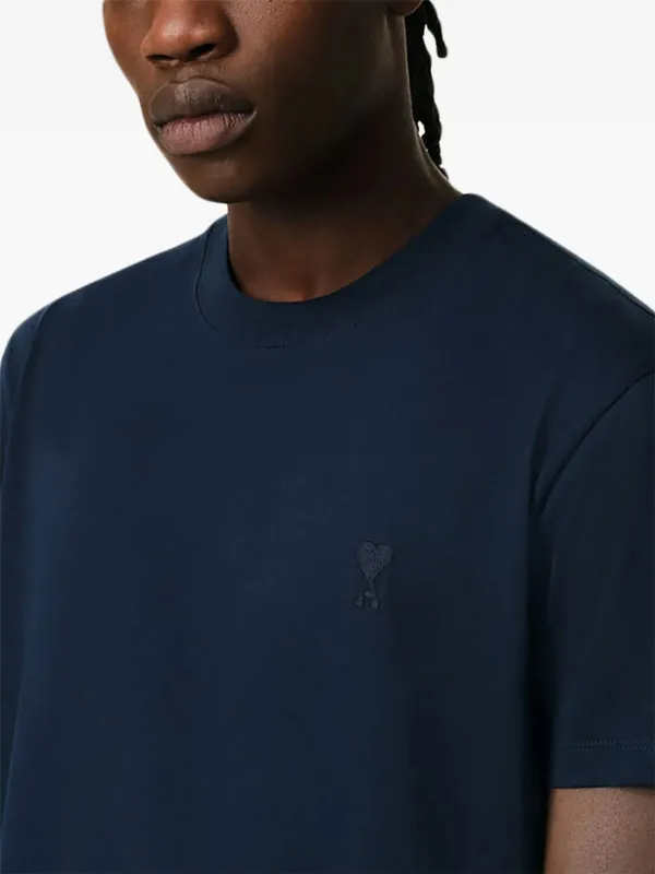 AMI Paris logo-embroidered T-shirt | Blue | FARFETCH