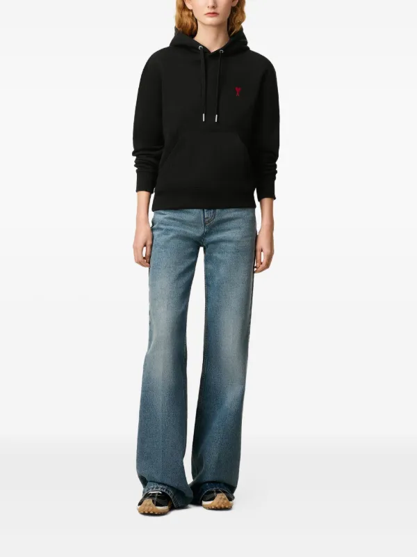 AMI Paris Ami De Coeur Hoodie | Black | FARFETCH JO