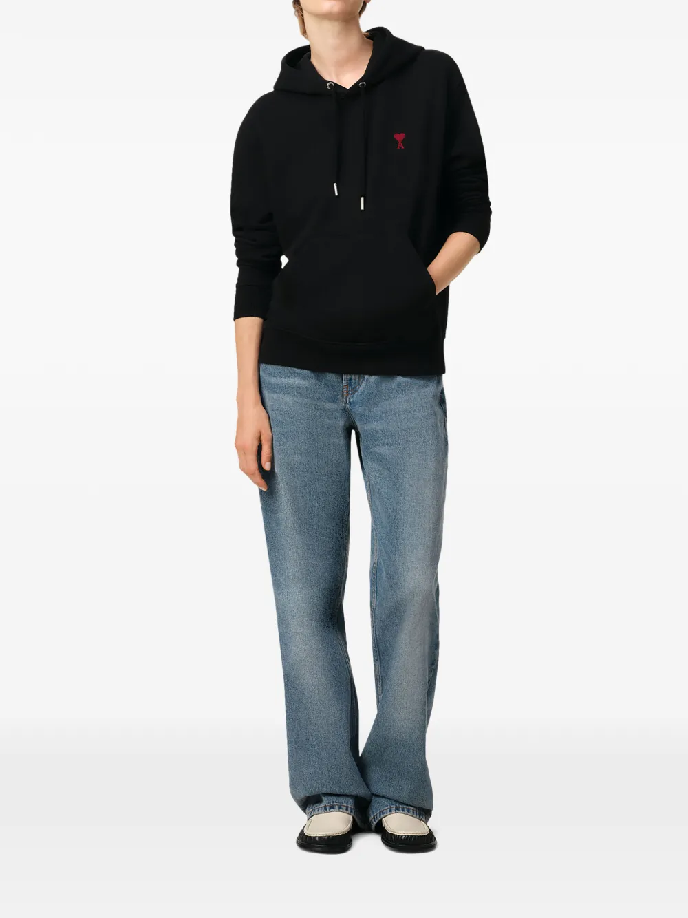 AMI Paris Hoodie met logo Zwart