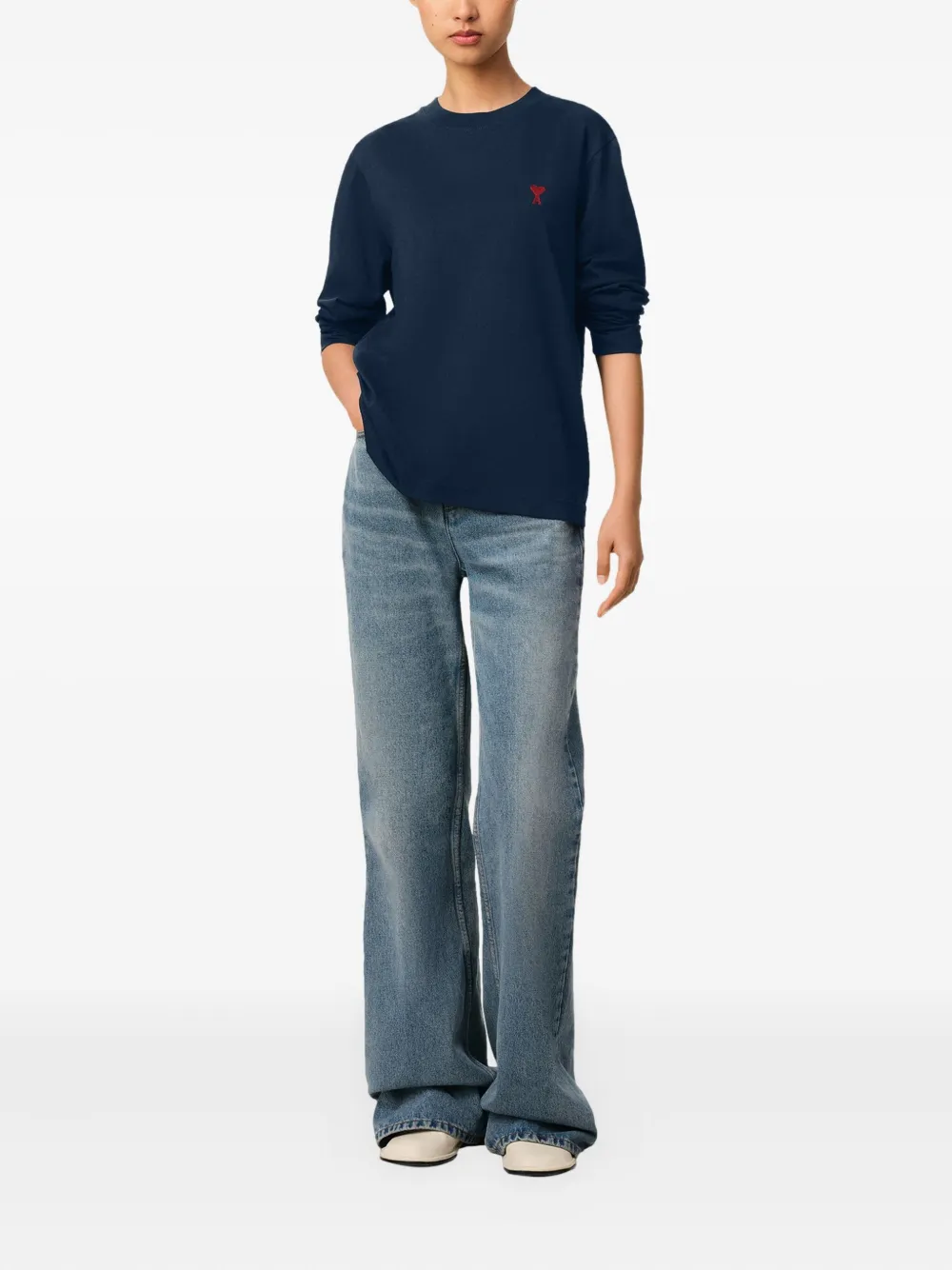 AMI Paris embroidered logo organic cotton longsleeved shirt | T-Shirts | Image 2