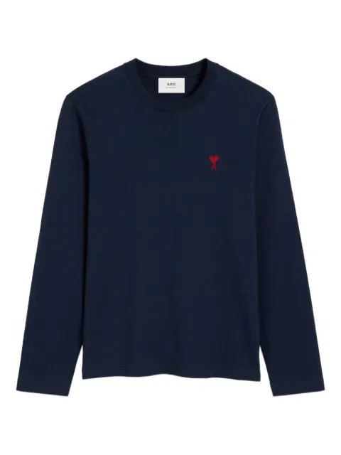 AMI Paris camisa de algodón orgánico con logo bordado y mangas largas