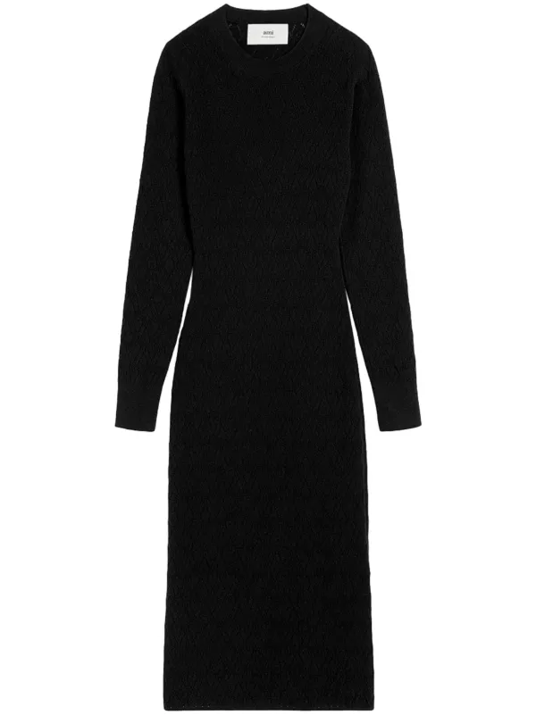 【AMI PARIS】Ami de Coeur ポインテル ミディドレス ブラック AMI Paris ポインテール ドレス | ブラック | FARFETCH JP