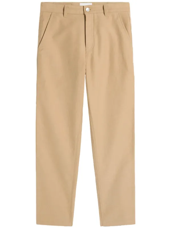 Ami Paris Logo-patch Straight-leg Worker Trousers in Neutrals