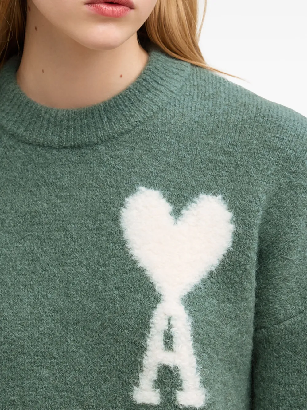 AMI Paris Ami De Coeur Wool Sweater Grey FARFETCH AO