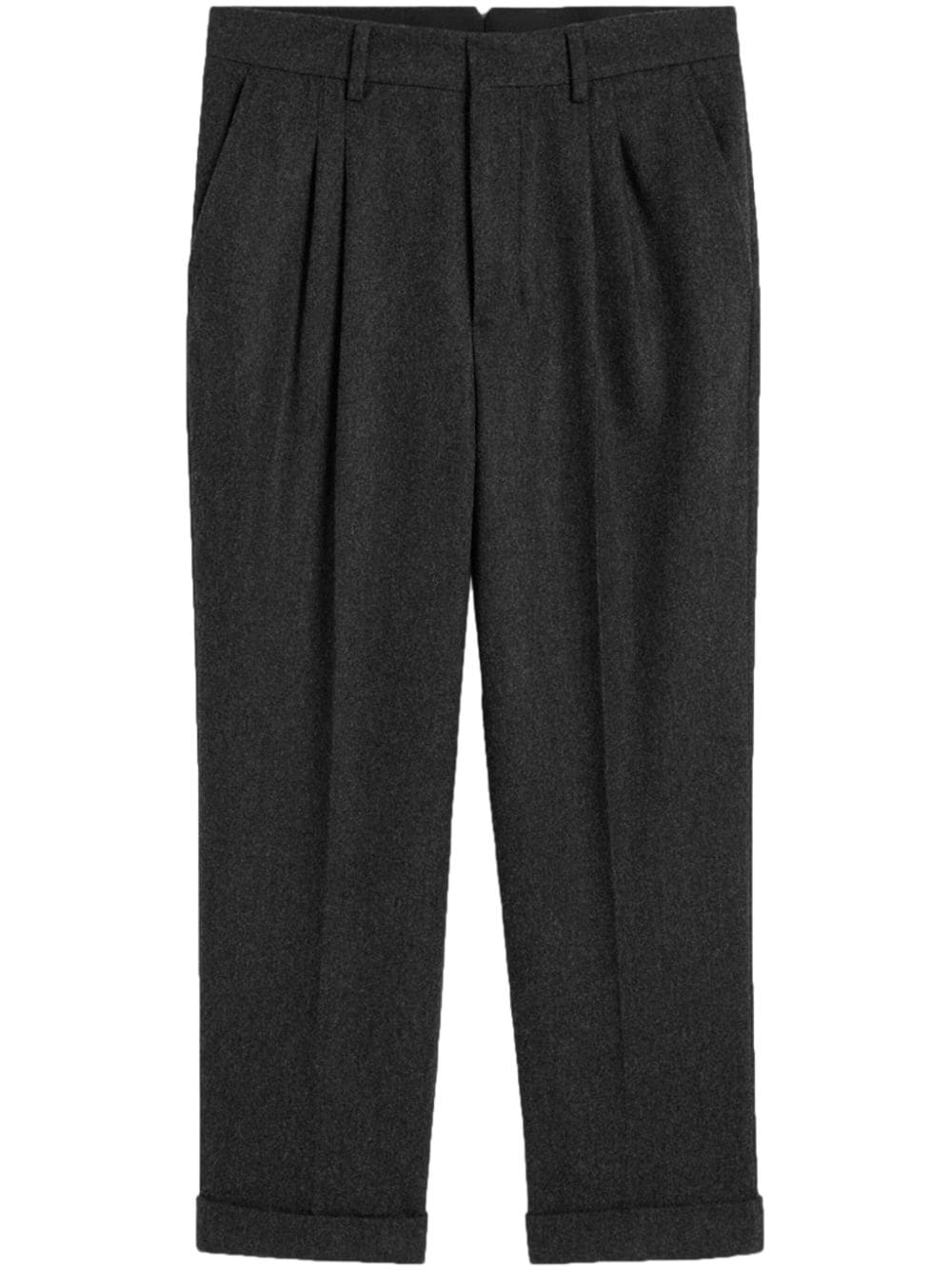 Shop Ami Alexandre Mattiussi Carrot Wool Cropped Trousers In Grey