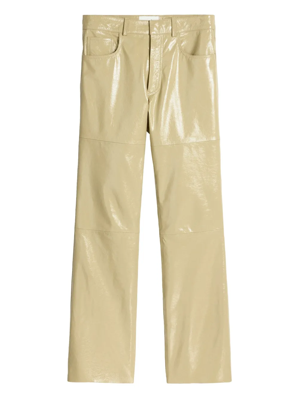 AMI Paris Straight leren broek Beige