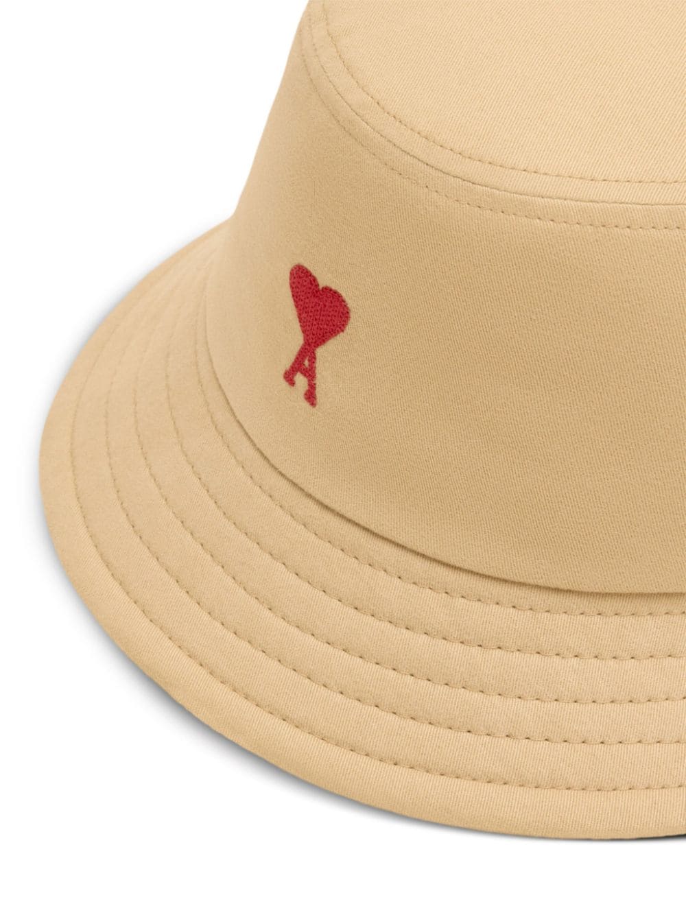 Shop Ami Alexandre Mattiussi Ami De Coeur Embroidery Bucket Hat In Neutrals