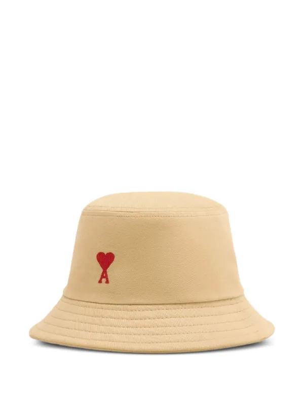 AMI Paris Ami De Coeur Embroidery Bucket Hat | Neutrals