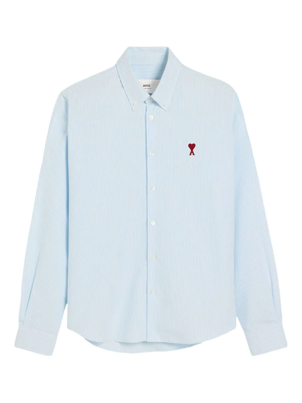AMI Paris Gestreept shirt met logo Blauw