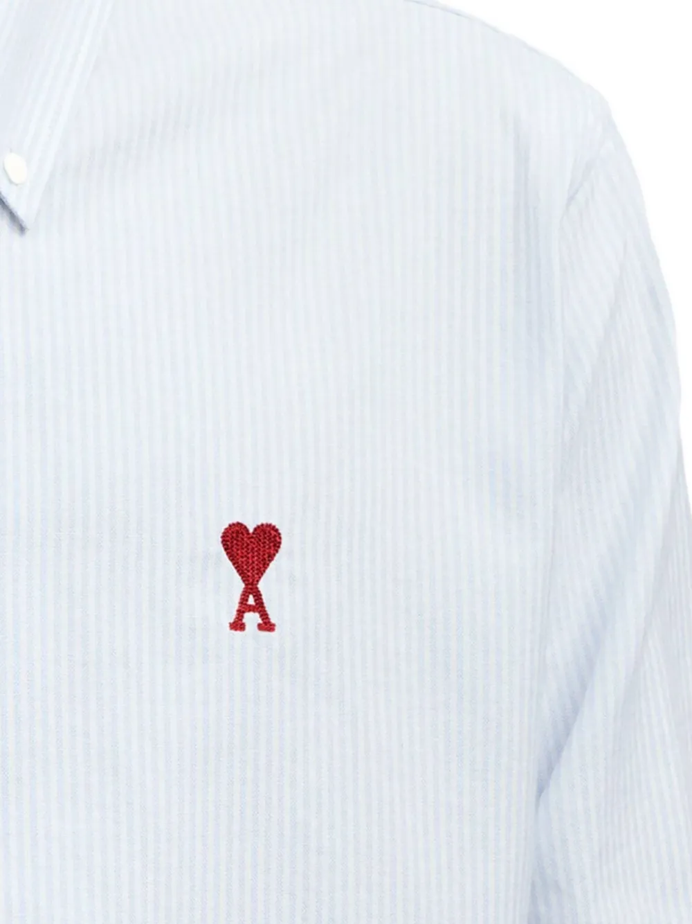 AMI Paris Gestreept shirt met logo Blauw