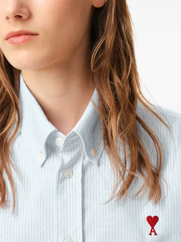 AMI Paris Ami De Coeur button-down Cotton Shirt | Blue | FARFETCH