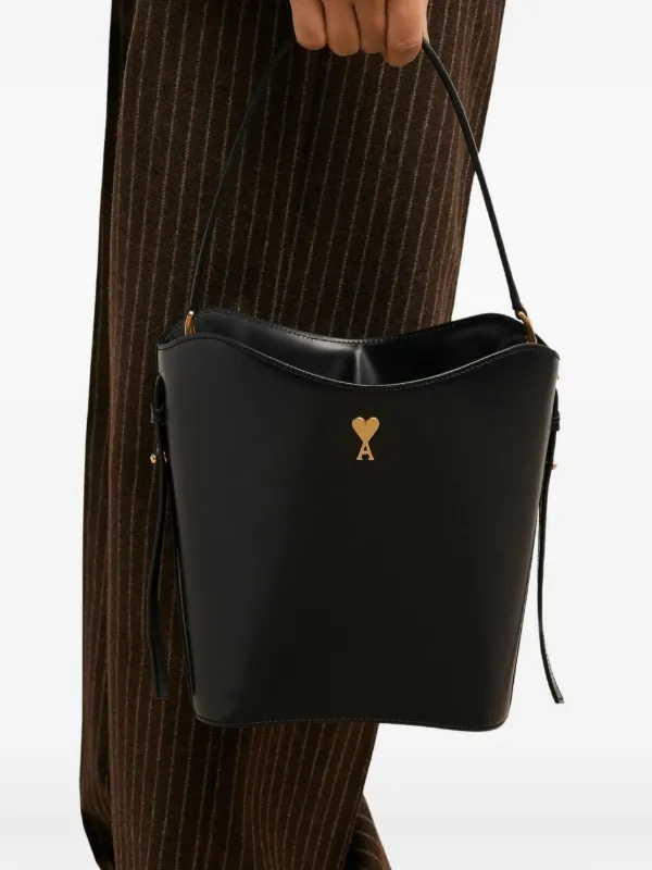 AMI Paris Paris Paris Leather Bucket Bag | Black | FARFETCH LB