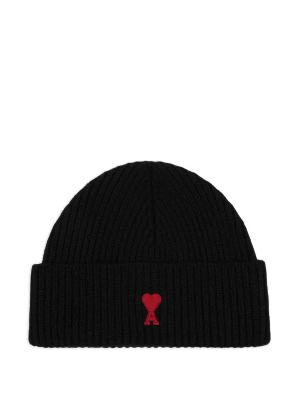 AMI Paris Ami De Coeur ウールビーニー | ブラック | FARFETCH JP