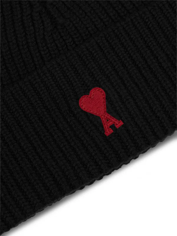 AMI Paris Ami De Coeur ウールビーニー | ブラック | FARFETCH JP