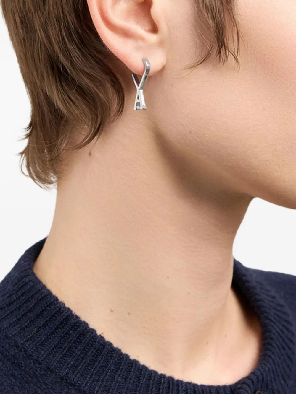 AMI Paris Ami De Coeur フープピアス - シルバートーン AMI Paris Ami De Coeur フープピアス - シルバートーン