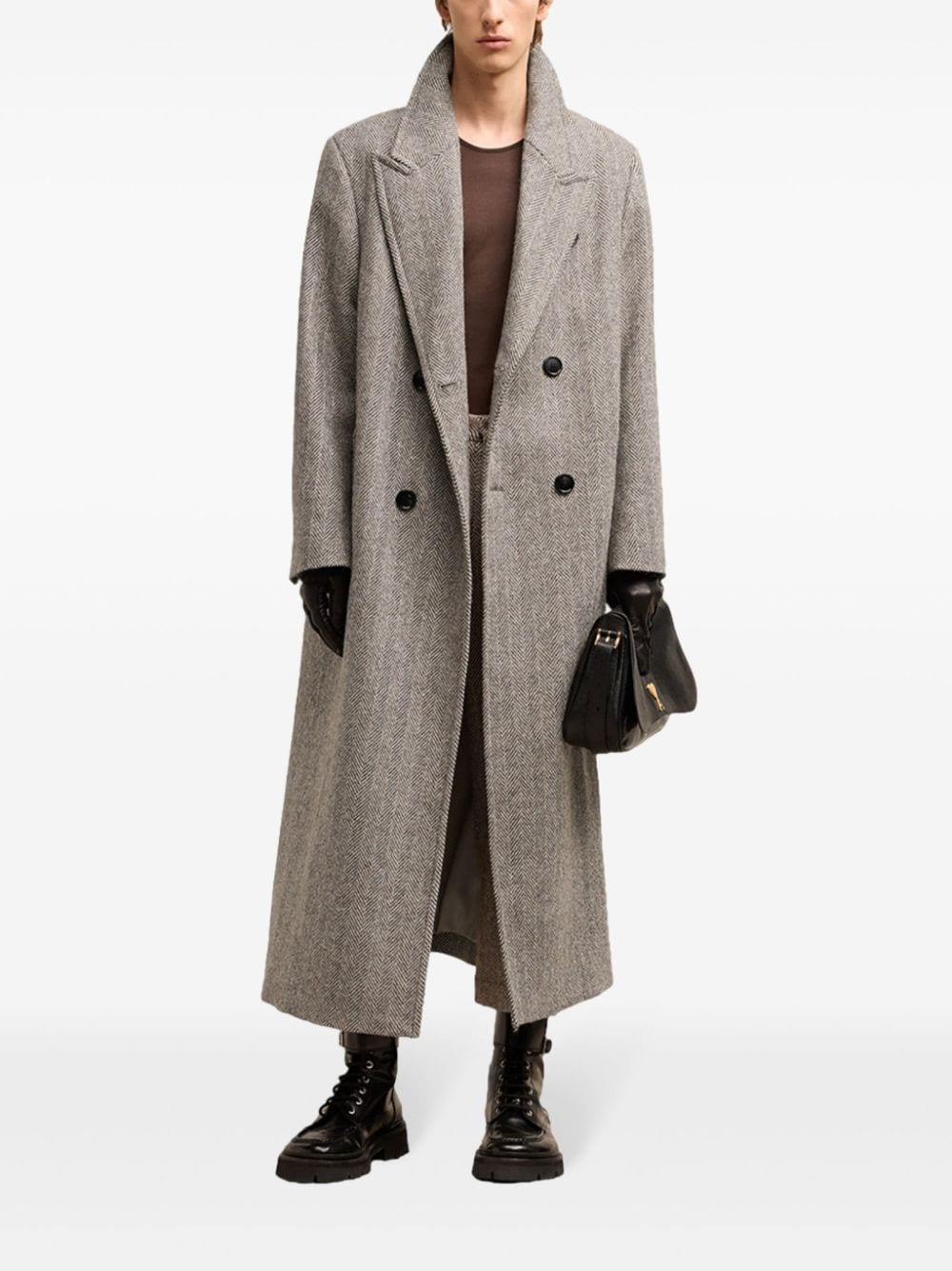 AMI Paris double breasted wool coat - Bruin