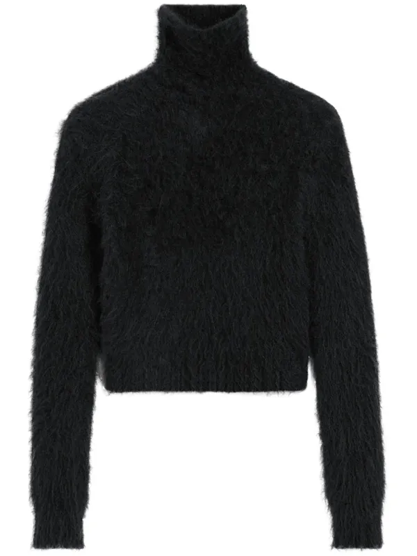 Ami Paris Brushed-effect Cotton Jumper in Black
