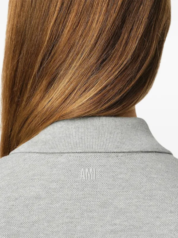 AMI Paris Ami De Coeur organic-cotton Polo Shirt | Grey