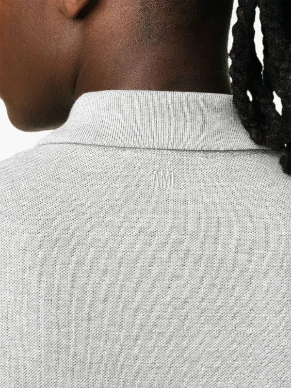 AMI Paris Ami De Coeur organic-cotton Polo Shirt | Grey
