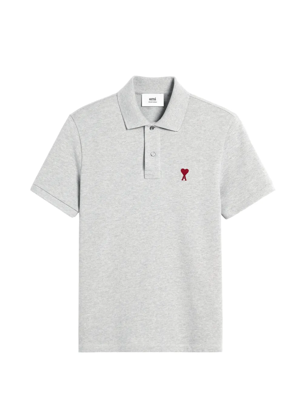 AMI Paris - Camisa polo Ami De Coeur - unissex - algodão orgânico - L - Cinza