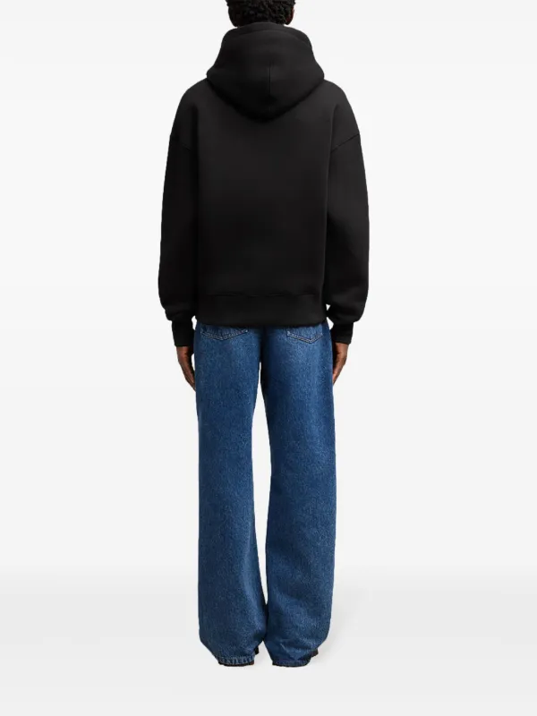 AMI Paris Ami De Coeur Zipped Cotton Hoodie | Black | FARFETCH