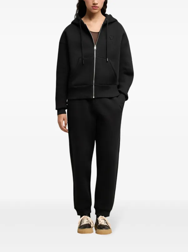 AMI Paris Ami De Coeur Zipped Cotton Hoodie | Black | FARFETCH
