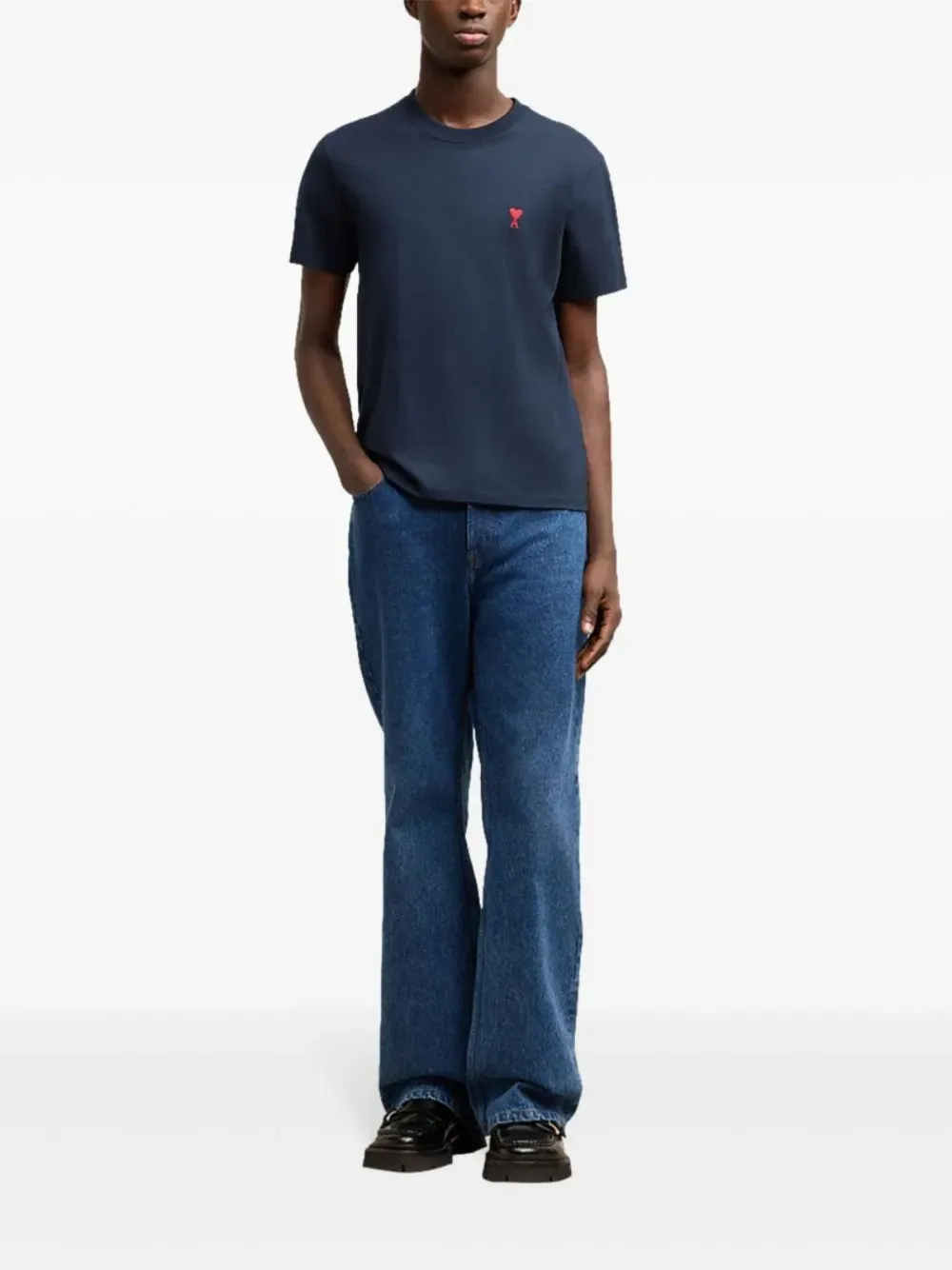AMI Paris T-shirt con girocollo a coste e logo | T-shirt | Image 2
