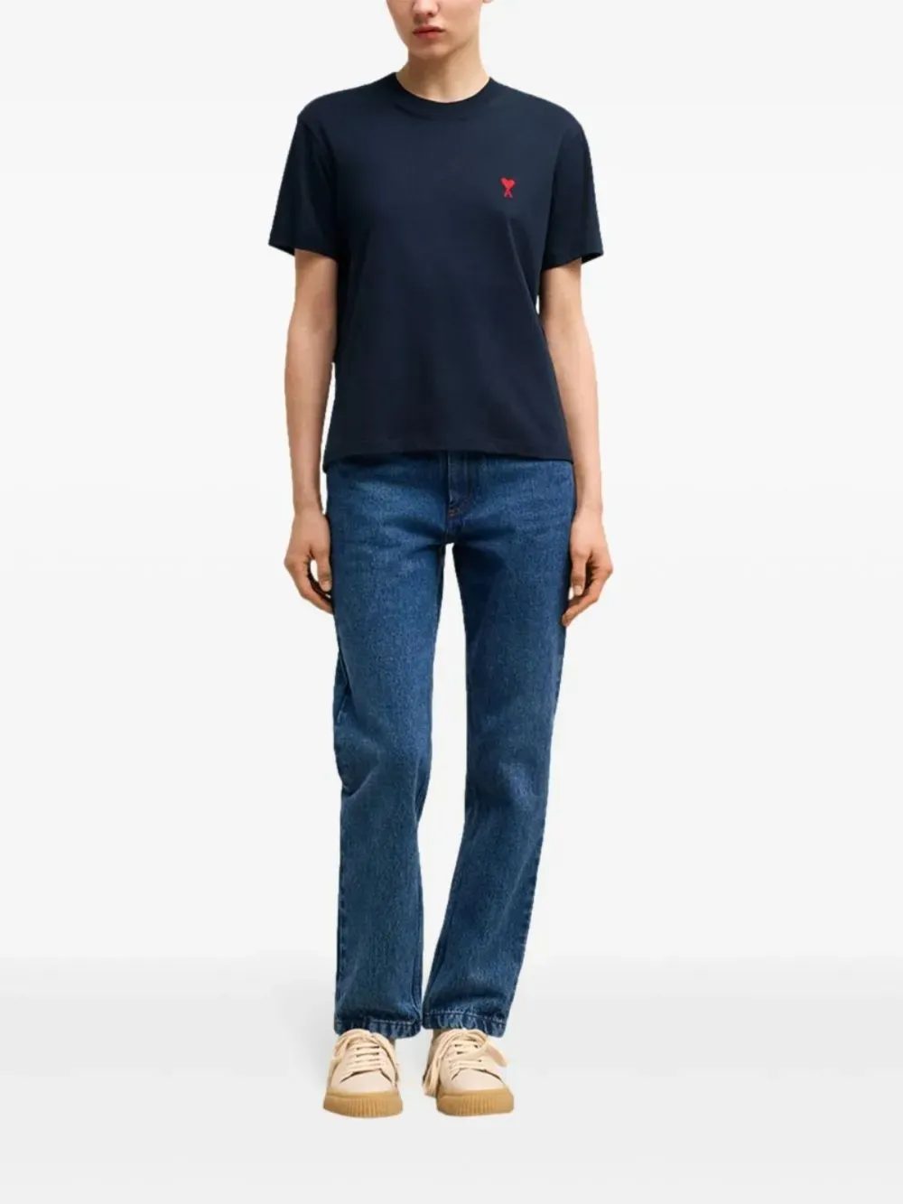 AMI Paris T-shirt con girocollo a coste e logo | Top | Image 3