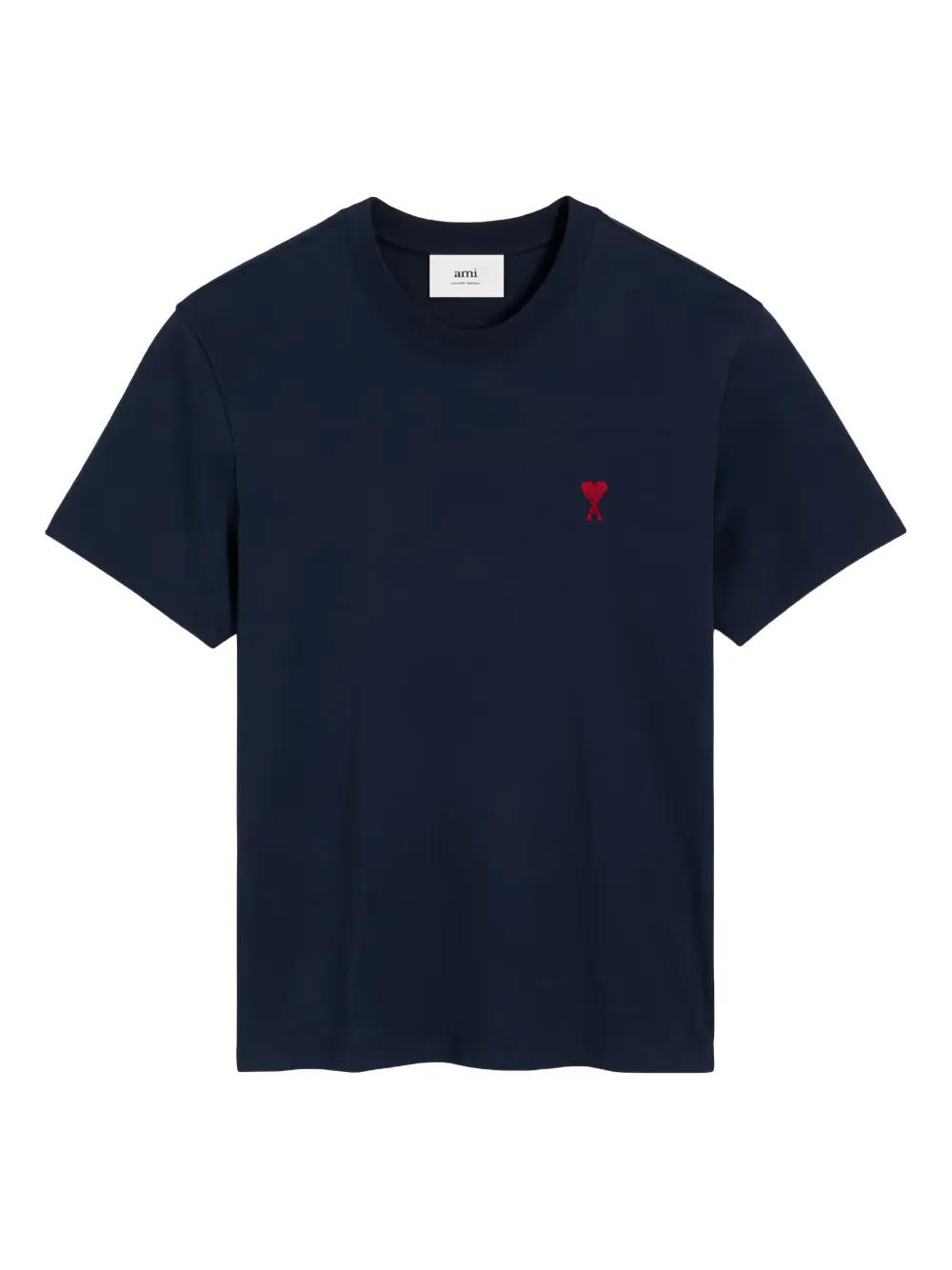 AMI Paris T-shirt met geborduurd logo en geribbelde hals Blauw
